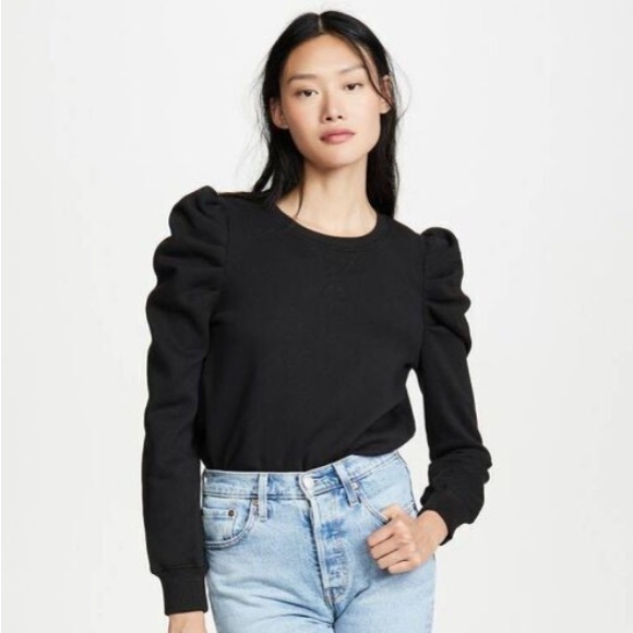 Rebecca Minkoff Black Janine Sweatshirt Size XS Crew Neck Ruffle Feminine Fall - Picture 2 of 16